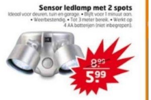sensor ledlamp met 2 spots