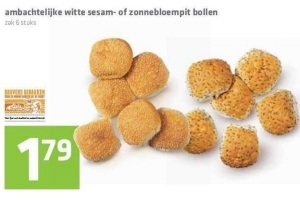 aambachtelijke witte sesam of zonnebloempit bollen