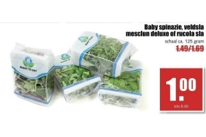 baby spinazie veldsla mesclun deluxe of rucola sla