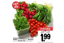 cherrytomaten radijs bosuien of rucola sla