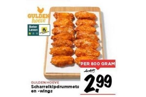 scharrelkipdrummets en wings