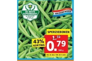 sperziebonen nu eur0 79 per 500 gram