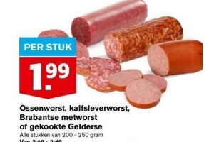 ossenworst kalfsleverworst brabantse metworst of gekookte gelderse