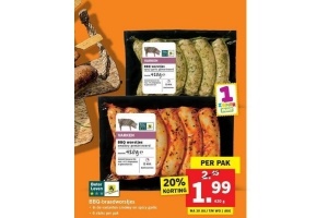 bbq braadworstjes nu eur1 99 per pak