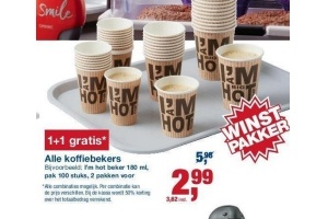 alle koffiebekers nu 1 1 gratis