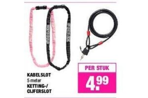 kabelslot ketting cijferslot nu eur4 99 per stuk