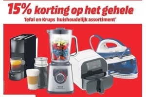 het gehele tefal en krups huishoudelijk assortiment