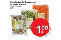 rauwkost radijs komkommer of wortel julienne