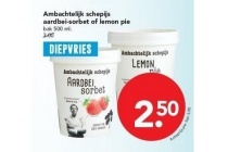 ambachtelijk schepijs aarbei sorbet of lemon pie