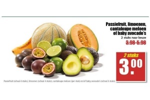 passiefruit limoenen cantaloupe meloen of baby avocado s