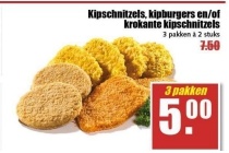 kipschnitzels kipburgers en of krokante kipschnitzels