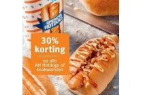 30 korting op alle ah hotdogs en knakworsten