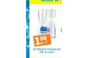 ah wijnglas transparant nu eur1 50 per stuk