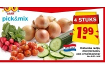 hollandse radijs cherrytomaten uien of komkommer