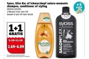 syoss gliss kur of schwartzkopf nature moments shampoo conditioner of styling