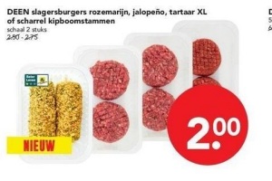 deen slagersburgers rozemarijn jalepeno tartaar xl of scharrel kipboomstammen