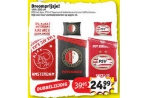 Vijftig compact vermomming Ajax, PSV of Feyenoord dekbedovertrek nu €24,99 - Beste.nl