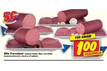 alle cervelaat nu eur1 00 per 150 gram