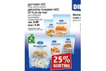 garnalen asc gekookte mosselen msc of fruit de mer