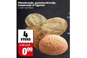 milanobroodje powerkornbroodje kampioentje of tijgerbol