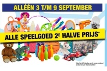 alle speelgoed 2e halve prijs