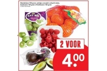 mandarijnen 750 gram eetrijpe avocado s schaal 2 stuks frambozen 125 gram of kiwibessen 125 gram