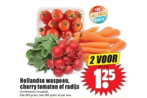 hollandse waspeen cherry tomaten of radijs