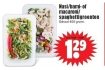 nasi bami of macaroni spaghetti groenten