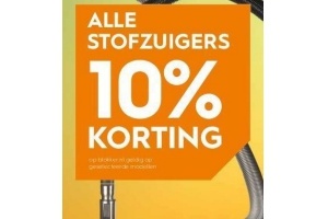 alle stofzuigers nu 10 korting