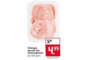 filetlapje gevuld met varkensgehakt