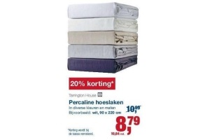 percaline hoeslaken nu 20 korting