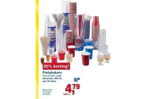 20 korting op alle partybekers