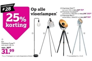 25 korting op alle vloerlampen