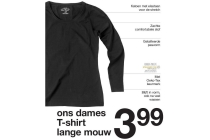 dames t shirt lange mouw