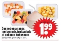 gesneden ananas meloenmix fruitsalade of gekapte kokosnoot nu eur1 99 per stuk