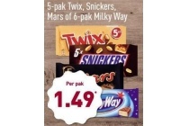 5 pak twix snickers mars of 6 pak milky way