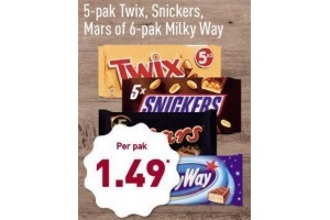 5 pak twix snickers mars of 6 pak milky way