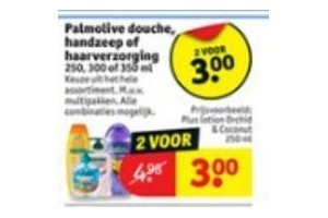 palmolive douche handzeep of haarverzoring nu 2 voor eur3