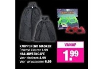 knipperend masker of halloweencape