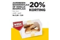 aardbeien bavarois vlaai of vanille roomvlaai