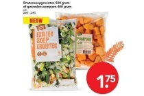 erwtensoepgroenten of gesneden pompoen