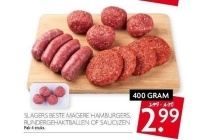 slagers beste magere hamburgers rundergehaktballen of saucijzen