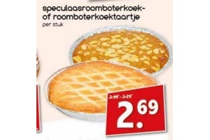 speculaasroomboterkoek of roomboterkoektaartje