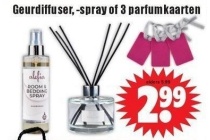 geurdiffuser spray of 3 parfumkaarten