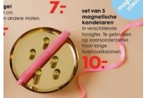 set van 5 magnetische kandelaren