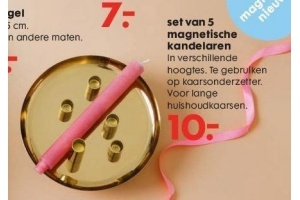 set van 5 magnetische kandelaren