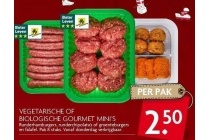 vegetarische of biologische gourmet mini s
