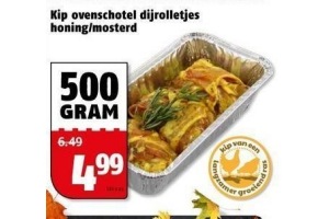 kip ovenschotel dijrolletjes honing mosterd