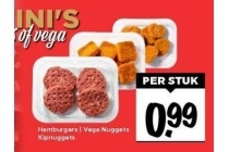 hamburgers vega nuggets en kipnuggets