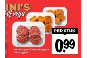 hamburgers vega nuggets en kipnuggets